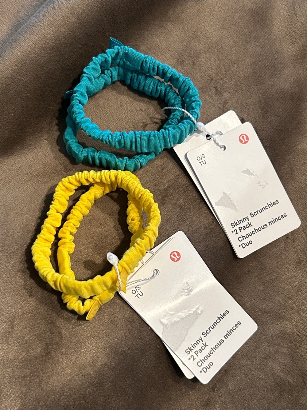 lululemon athletica Skinny Scrunchies Set - Teal and LemonYellow